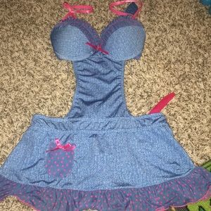 Pink denim print nightie